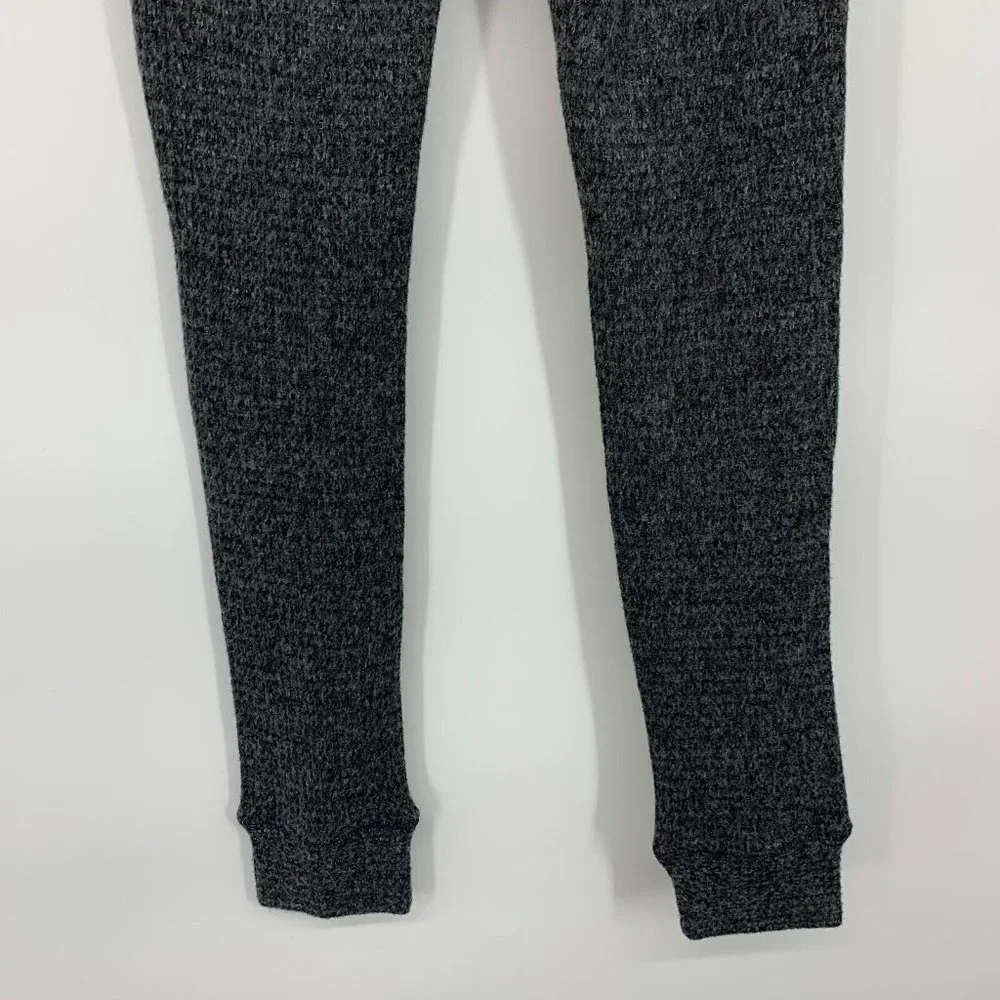 Aerie Leggings Black Gray Lounge Pull On Waffle Knit High Rise - Picture 11 of 13